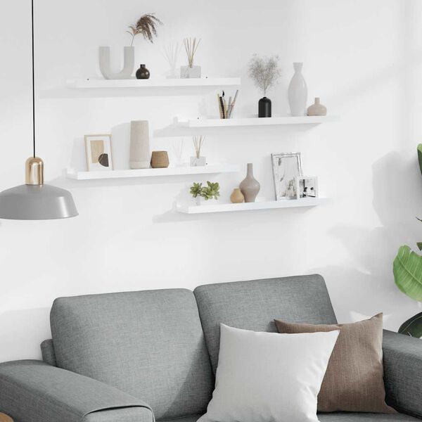 vidaXL Prateleiras de parede 4 pcs 60x9x3 cm branco brilhante