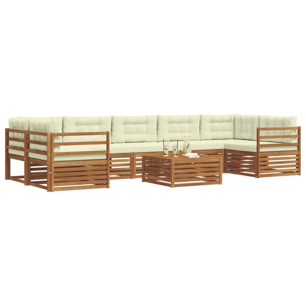 vidaXL Conjunto de Sof&aacute;s para Exterior 8 pcs Natural e Creme