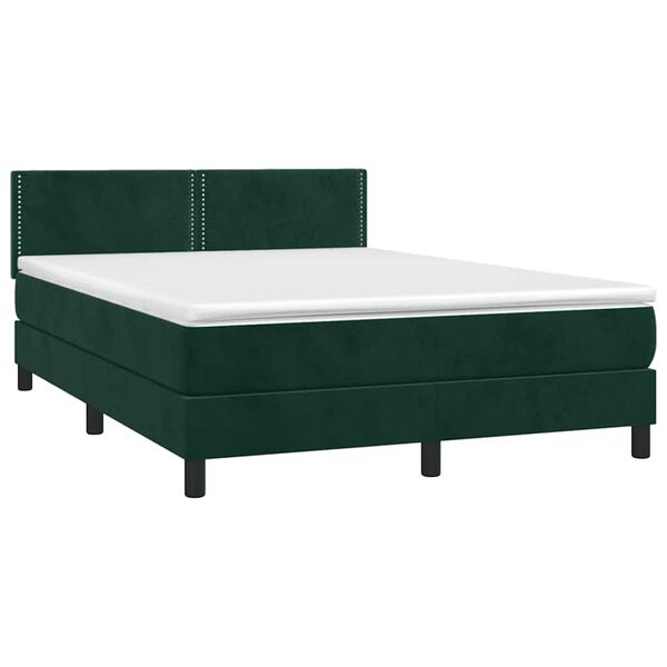 vidaXL Cama com molas/colch&atilde;o 140x200 cm veludo verde-escuro
