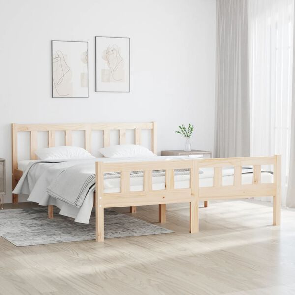 vidaXL Estrutura de cama pequena casal 120x190 cm pinho maciço