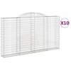 vidaXL Cestos gabi&atilde;o arqueados 10 pcs 300x30x160/180 ferro galvanizado