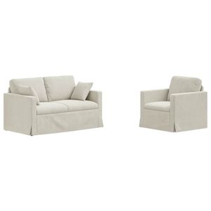 vidaXL Conjunto de Sof&aacute;s 2 unid. Creme Veludo