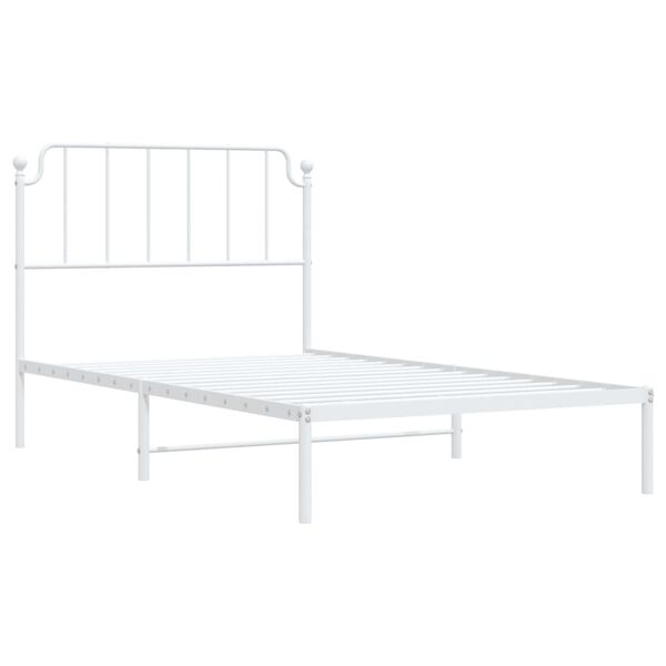 vidaXL Estrutura de cama em metal com cabeceira 107x203 cm branco