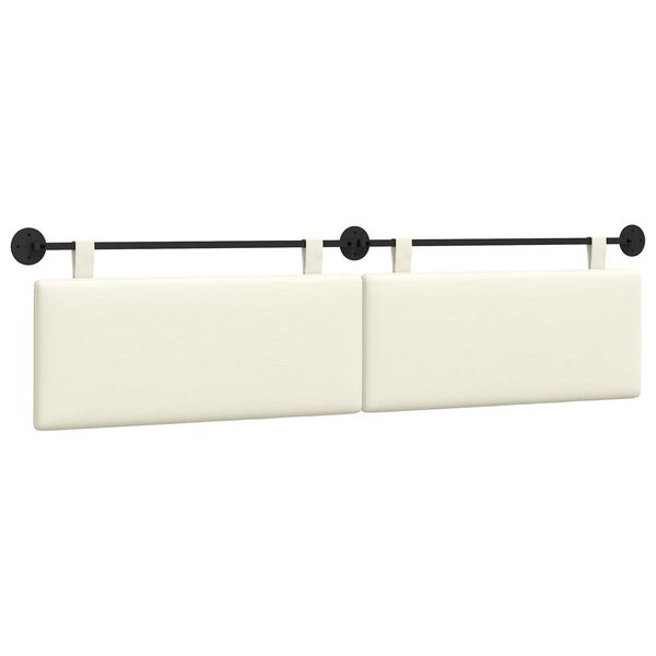 vidaXL Cabeceira Suspensa Montado na parede Liso Creme 210 x 55 x 5 cm