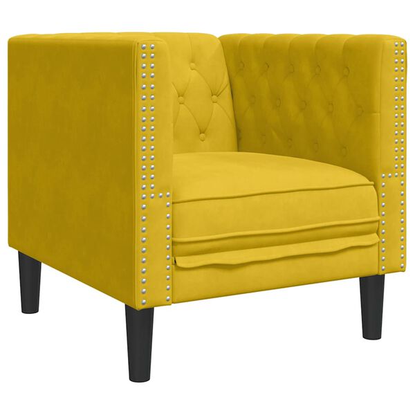 vidaXL Sof&aacute; chesterfield veludo amarelo
