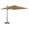 vidaXL Guarda-sol cantilever c/ poste alum&iacute;nio cinzento-acastanhado
