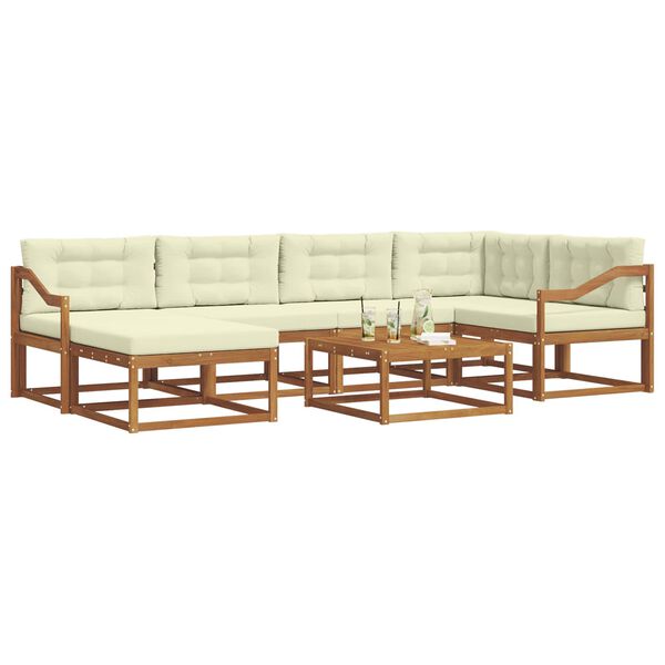 vidaXL Conjunto de Sof&aacute;s para Exterior 7 pcs Natural e Creme