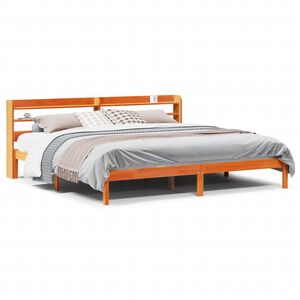vidaXL Estrutura cama c/ cabeceira 200x200cm pinho maci&ccedil;o castanho-mel