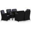 vidaXL 7 pcs conjunto de jantar para jardim preto