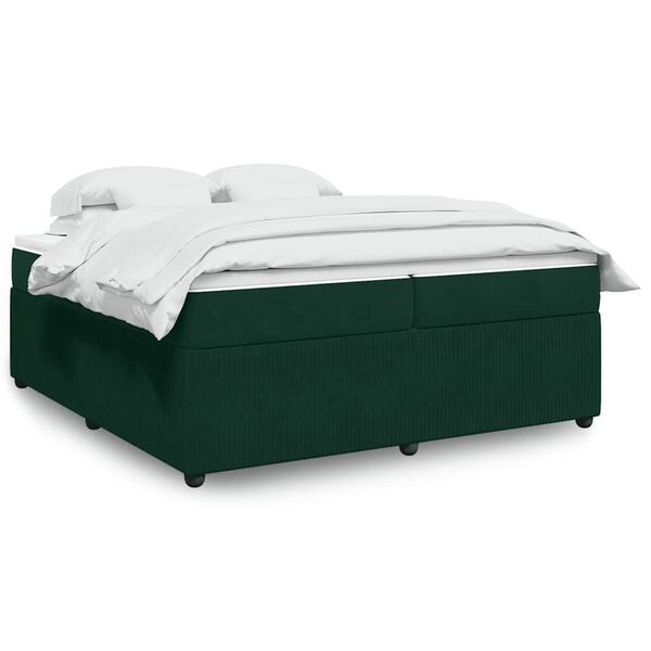 vidaXL Cama com molas/colch&atilde;o 200x200 cm veludo verde-escuro