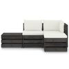 vidaXL 4 pcs conj. lounge jardim + almofad&otilde;es madeira impreg. cinzento