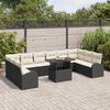 vidaXL Conjunto de Sof&aacute; de Jardim 11 pcs Preto Rattan Sint&eacute;tico
