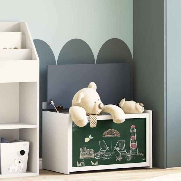 vidaXL Caixa com armazenamento e frente de quadro negro ROROS