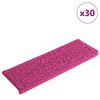 vidaXL Tapetes de escada 30 pe&ccedil;as 65x21x4 cm rosa com borda retangular