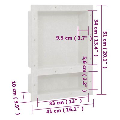 vidaXL Habitáculo chuveiro c/ 2 compartimentos 41x51x10 cm branco mate