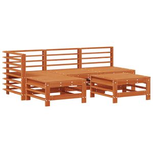 vidaXL Conjunto de Lounge de Jardim 5 unid. Castanho Cera