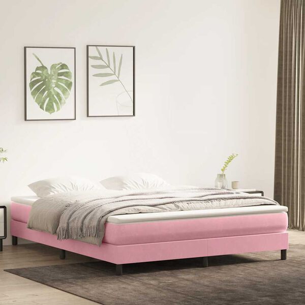 vidaXL Cama com molas sem colchão 180x220 cm veludo rosa