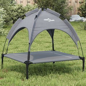 vidaXL Cama para c&atilde;es com toldo tecido oxford e a&ccedil;o antracite