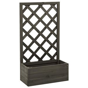 vidaXL Vaso com treli&ccedil;a para jardim 50x25x90 cm abeto maci&ccedil;o cinzento