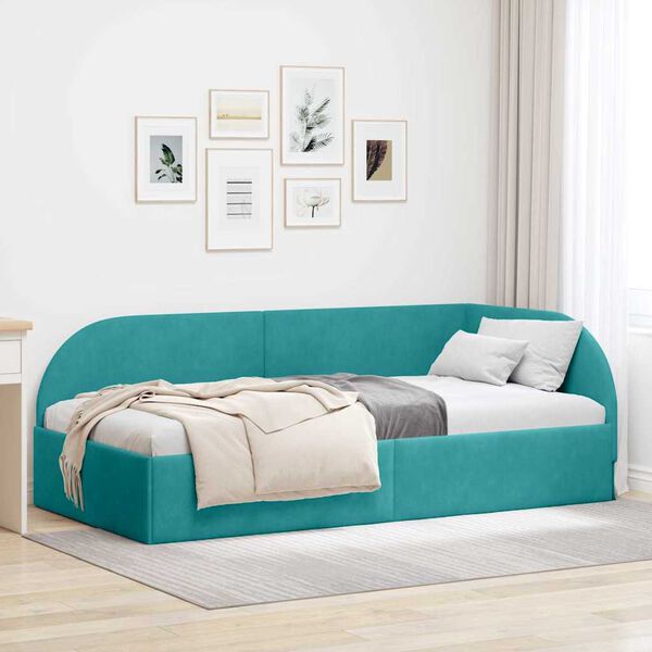 vidaXL Estrutura de Cama de Canto Turquesa 90 cm x 200 cm
