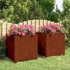 vidaXL Vaso/floreira c/ pernas 2 pcs 50x50x50cm a&ccedil;o corten enferrujado