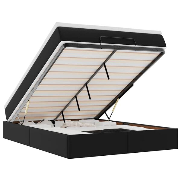 vidaXL Estrutura de cama otomana com colchão 140x200 cm preta