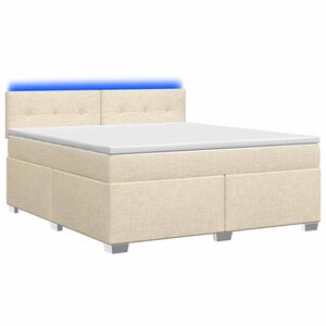 vidaXL Cama Box Spring com Colch&atilde;o e LED Creme 140 x 200 cm Tecido