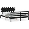 vidaXL Estrutura de cama com cabeceira 140x190 cm madeira maci&ccedil;a preto