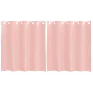 vidaXL Cortinas de voile com ilh&oacute;s 2 pcs rosa 140x140 cm
