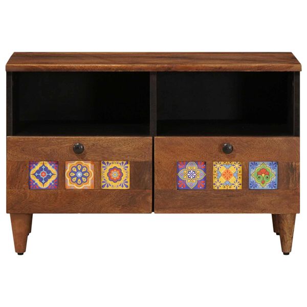 vidaXL Mesa de centro Castanho 80 x 54 x 40 cm Madeira de manga maci&ccedil;a