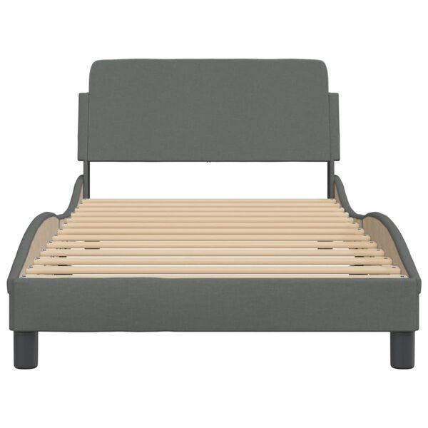 vidaXL Estrutura de cama Dover 100x200 cm tecido cinzento-escuro