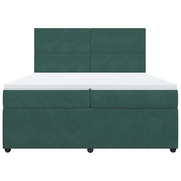vidaXL Cama com molas/colch&atilde;o 200x200 cm veludo verde-escuro