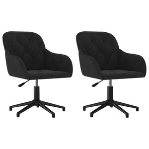 vidaXL Cadeiras de jantar girat&oacute;rias 2 pcs veludo preto
