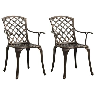 vidaXL Cadeiras de jardim 2 pcs alumínio fundido bronze