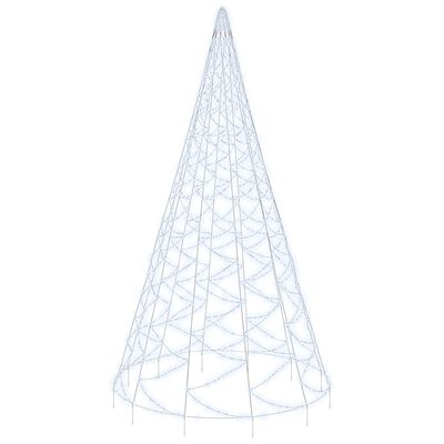 vidaXL Árvore de Natal mastro de bandeira 3000 LEDs 800 cm branco frio