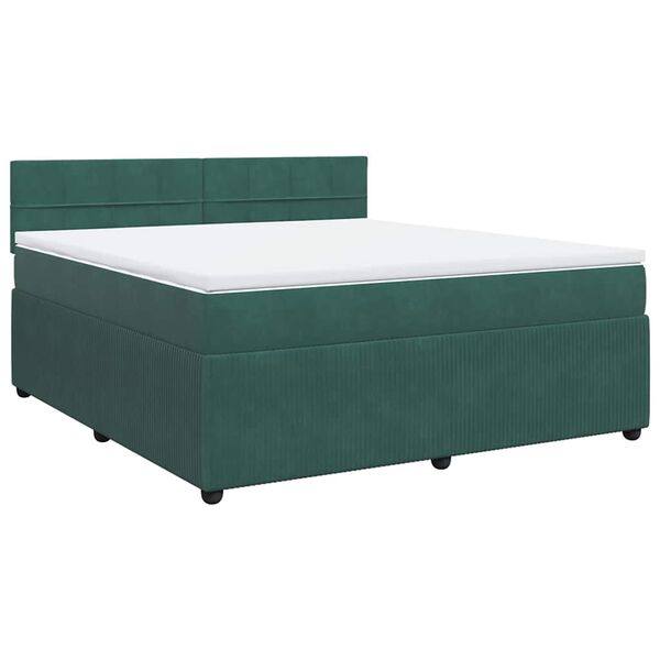 vidaXL Cama com molas/colch&atilde;o 180x200 cm veludo verde-escuro