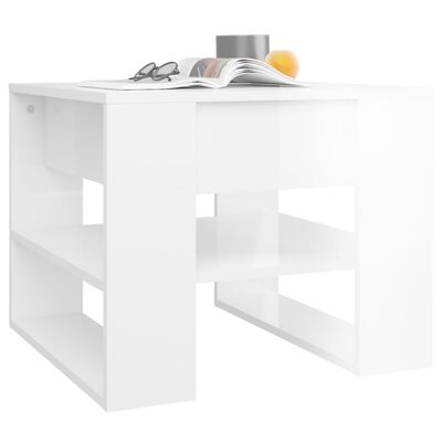 vidaXL Mesa de centro 55,5x55x45cm madeira processada branco brilhante