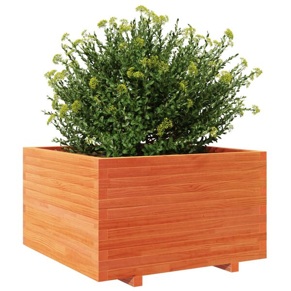 vidaXL Vaso/floreira de jardim 80x80x49,5 cm pinho maci&ccedil;o castanho mel