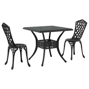 vidaXL Conjunto de Mesa de Jardim 3 pcs Preto Alum&iacute;nio Fundido