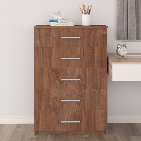 vidaXL M&oacute;vel de gavetas 71x35x108 cm aglomerado cor carvalho castanho