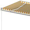 vidaXL Toldo retrátil automático com postes 3x2,5 m amarelo e branco
