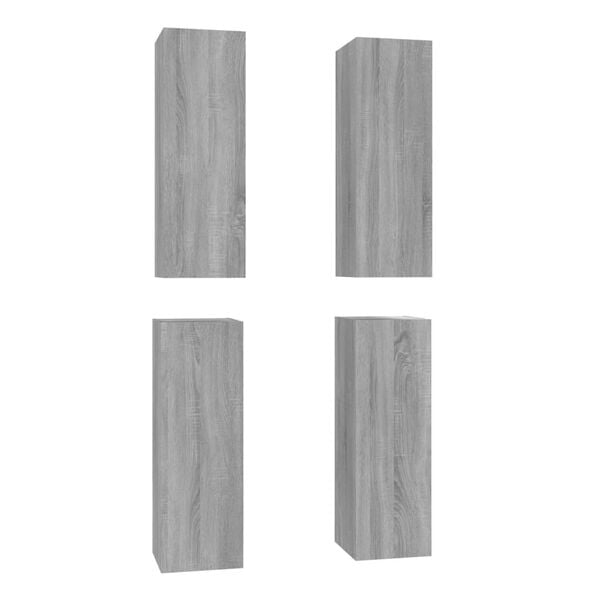 vidaXL Arm&aacute;rios TV 4pcs 30,5x30x90cm madeira proc. cor sonoma cinzento