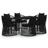 vidaXL 7 pcs conjunto de jantar para jardim com almofad&otilde;es preto
