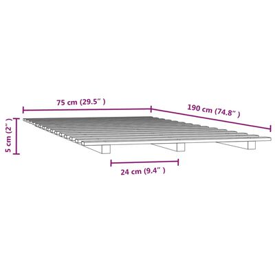 vidaXL Estrutura de cama 75x190 cm madeira de pinho maciça preto