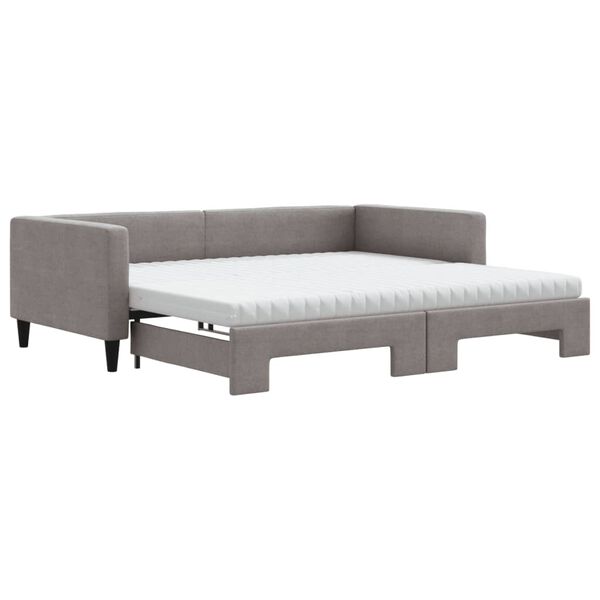 vidaXL Sof&aacute;-cama + gavet&atilde;o/colch&otilde;es 100x200cm tecido cinza-acastanhado