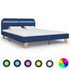 vidaXL Estrutura de cama com LED em tecido 180x200 cm azul