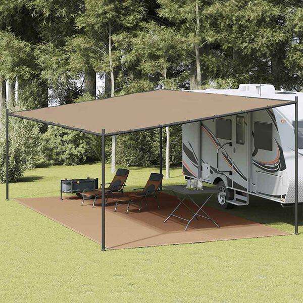 vidaXL Tapete de campismo para tenda 400x800 cm PEAD cinza-acastanhado