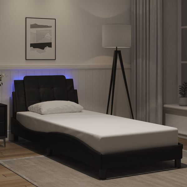 vidaXL Estrutura de cama com LED sem colch&atilde;o Zadar 100x203 cm preto