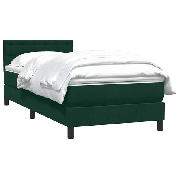 vidaXL Cama com molas/colch&atilde;o verde-escuro 90x210 cm veludo