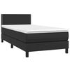vidaXL Cama box spring c/ colch&atilde;o/LED 90x190 cm couro artificial preto